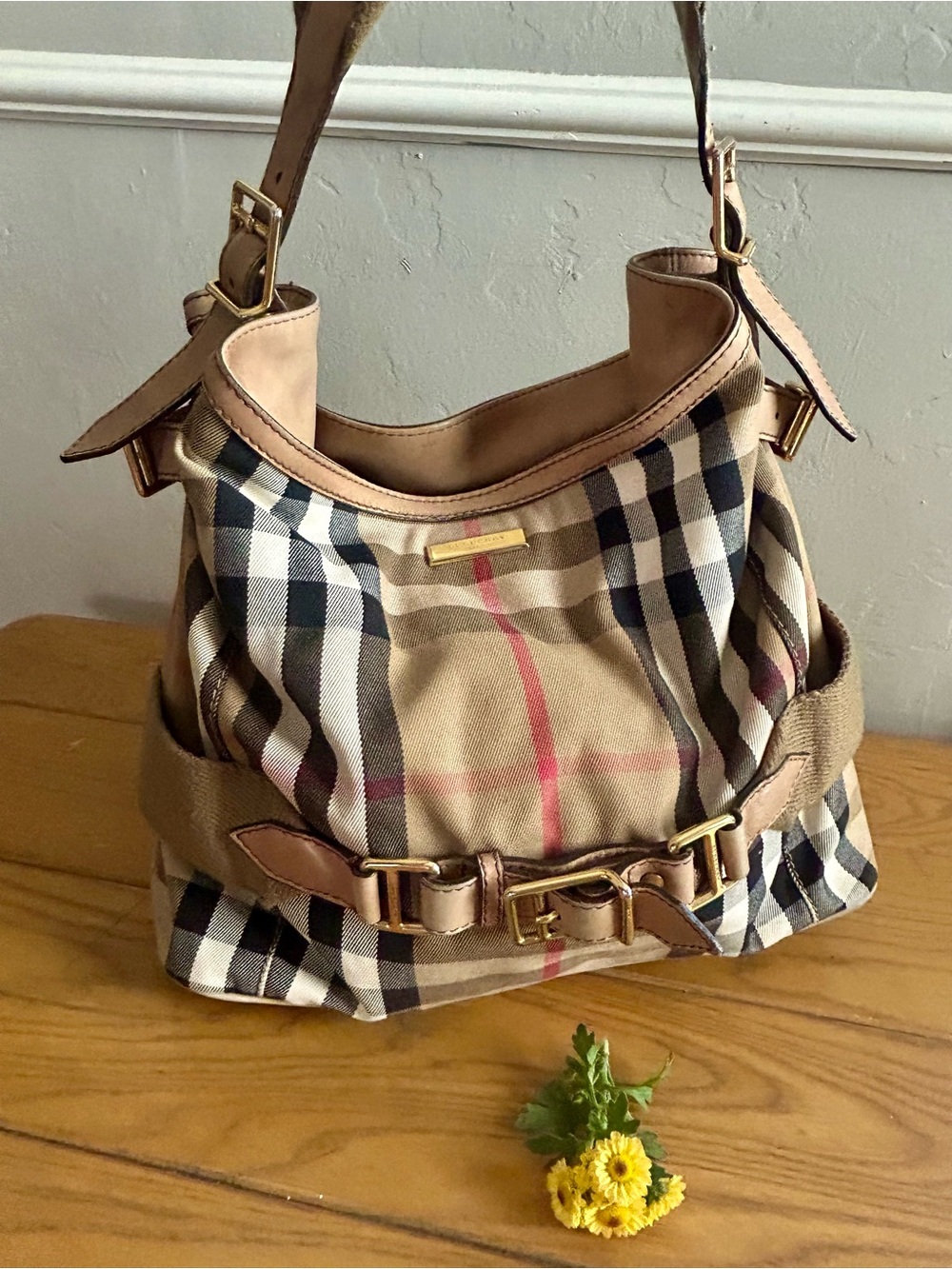 Burberry Authentic Classic Check Canvas Hobo Bag in Beige Hobo  Bag